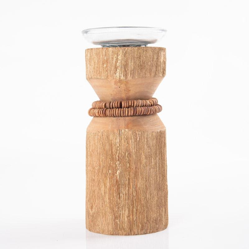 Buy Vegona Wood Candle Holder - Light Brown Candle Holders from Vaaree