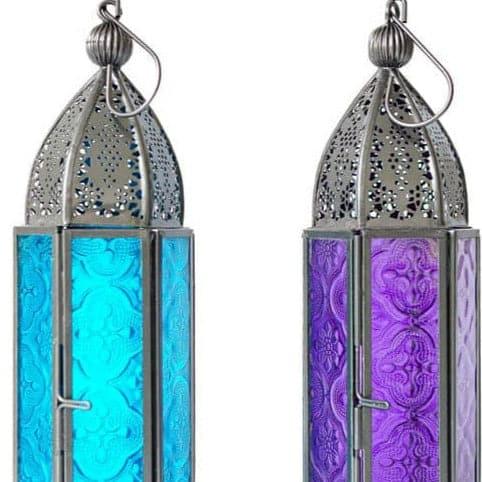 Buy Vistera Large Morrocan Lantern (Blue & Purple) - Set Of Two Candle Holders from Vaaree