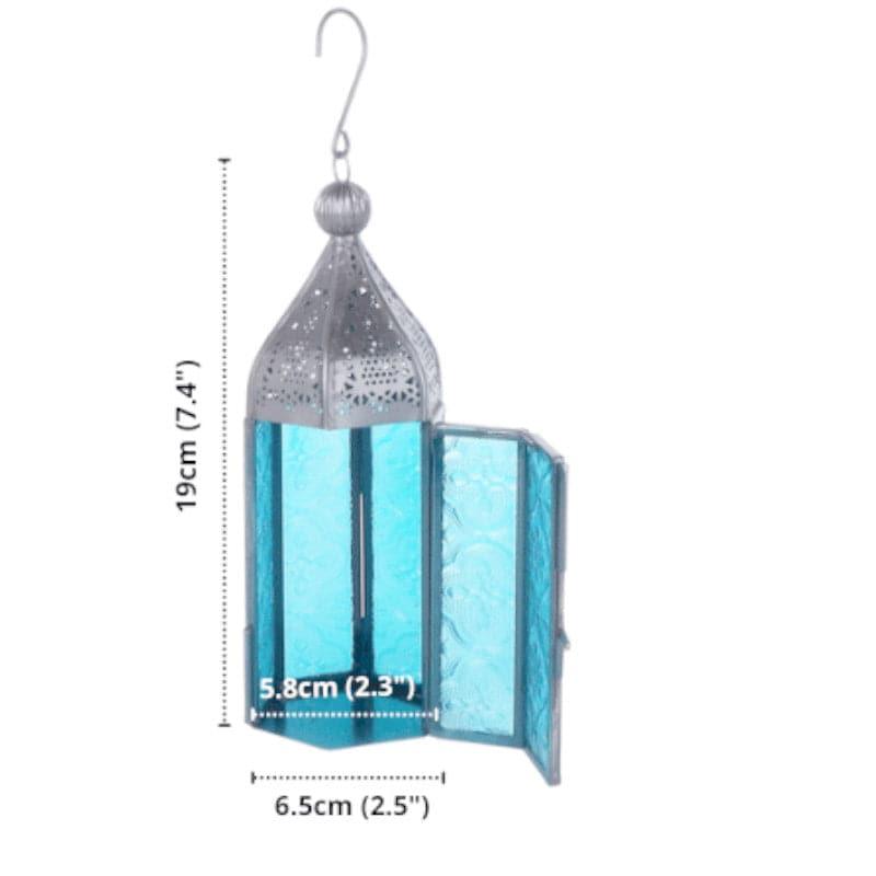 Buy Vistera Small Morrocan Lantern (Blue & Purple) - Set Of Two Candle Holders from Vaaree