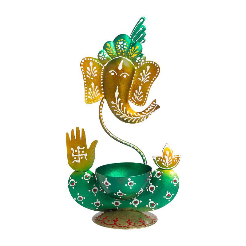 Buy Ganesha Handpainted Tea Light Candle Holder - Black Candle Holders from Vaaree