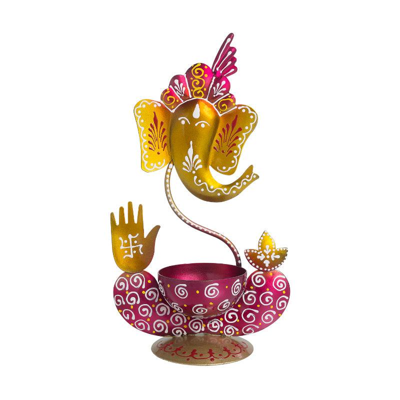 Buy Ganesha Handpainted Tea Light Candle Holder - White Candle Holders from Vaaree