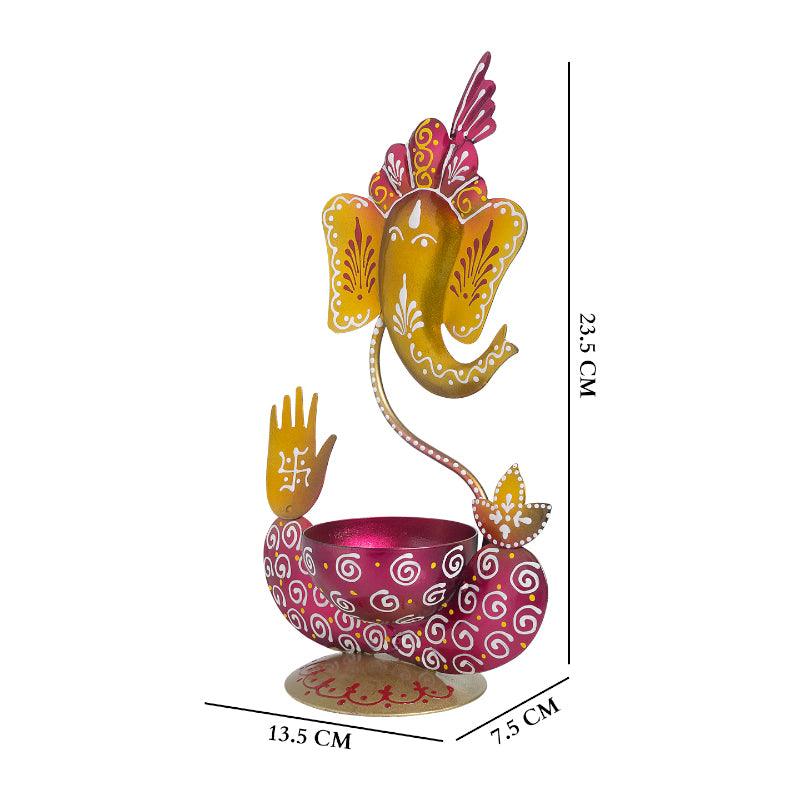 Buy Ganesha Handpainted Tea Light Candle Holder - White Candle Holders from Vaaree