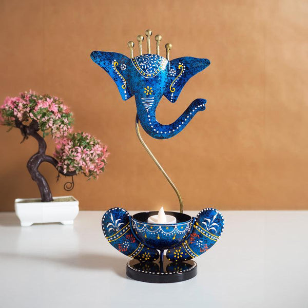 Buy Vakrtund Handcrafted Tea Light Candle Holder - Blue Candle Holders from Vaaree