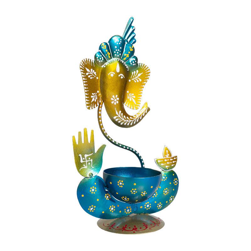 Buy Vigneshwara Handpainted Tea Light Candle Holder - Blue Candle Holders from Vaaree