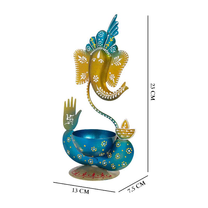 Buy Vigneshwara Handpainted Tea Light Candle Holder - Blue Candle Holders from Vaaree