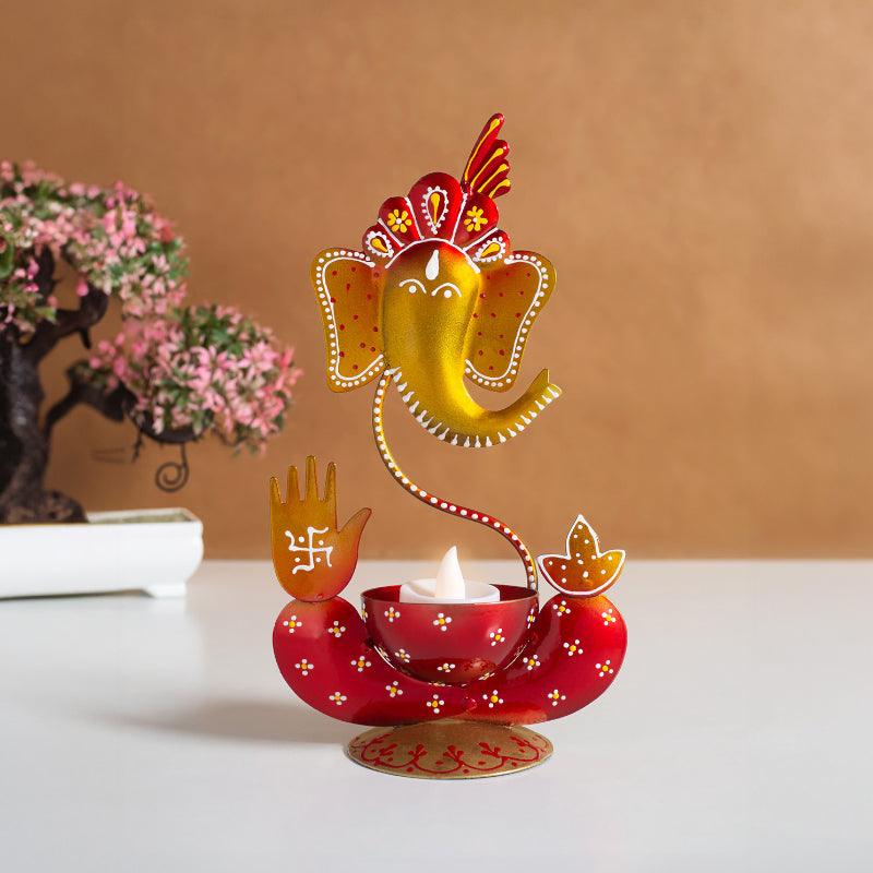 Buy Vigneshwara Handpainted Tea Light Candle Holder - Red Candle Holders from Vaaree