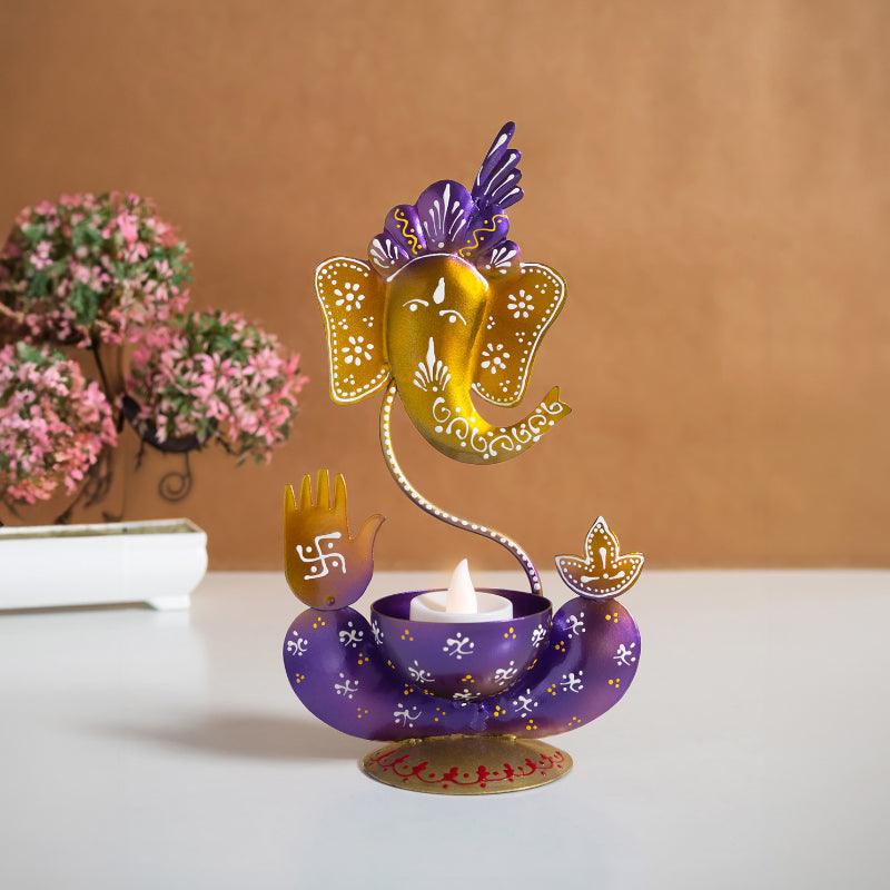 Buy Vigneshwara Handpainted Tea Light Candle Holder - Violet Candle Holders from Vaaree