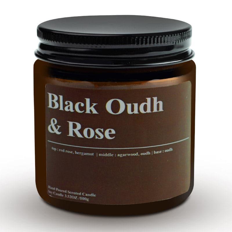 Buy Black Oudh & Rose Scented Jar Candle - 100 GM Candles from Vaaree