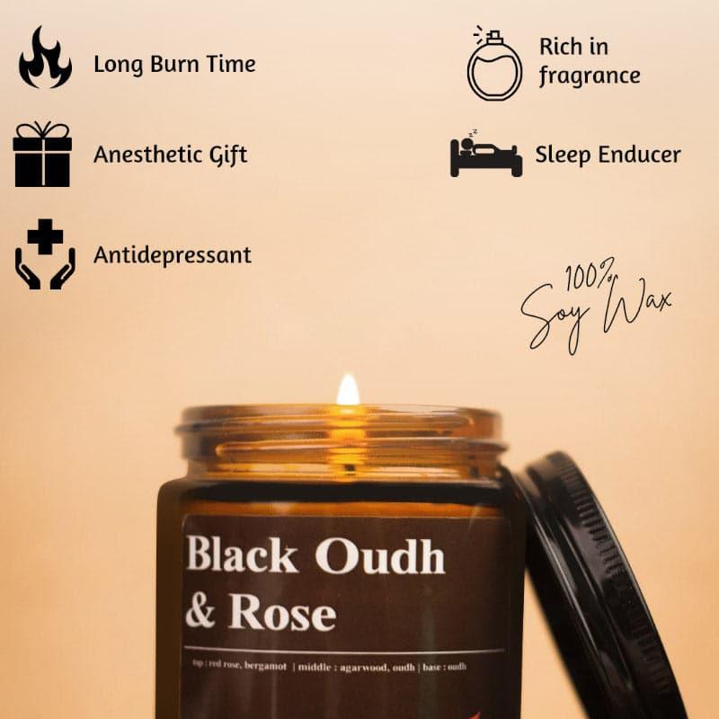 Buy Black Oudh & Rose Scented Jar Candle - 100 GM Candles from Vaaree