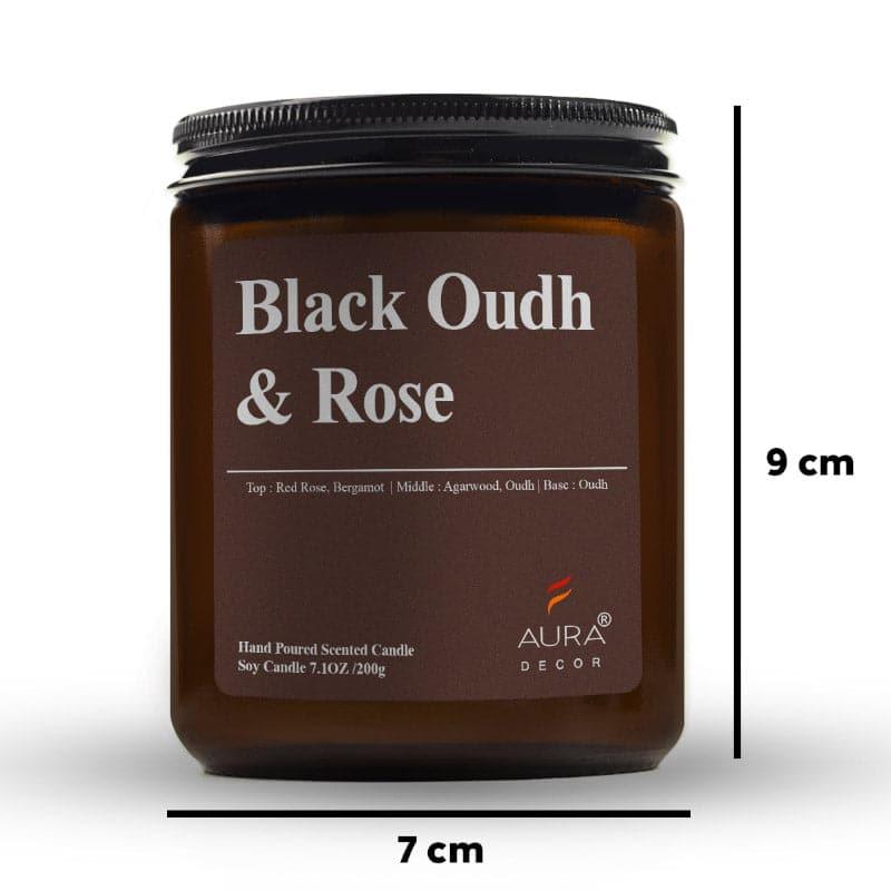 Candles - Black Oudh & Rose Scented Jar Candle - 200 GM