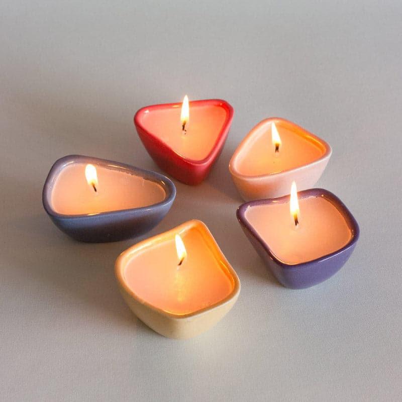 Buy Bright Side Organic Shaped Diwali Diyas - Set of 5 Candles from Vaaree