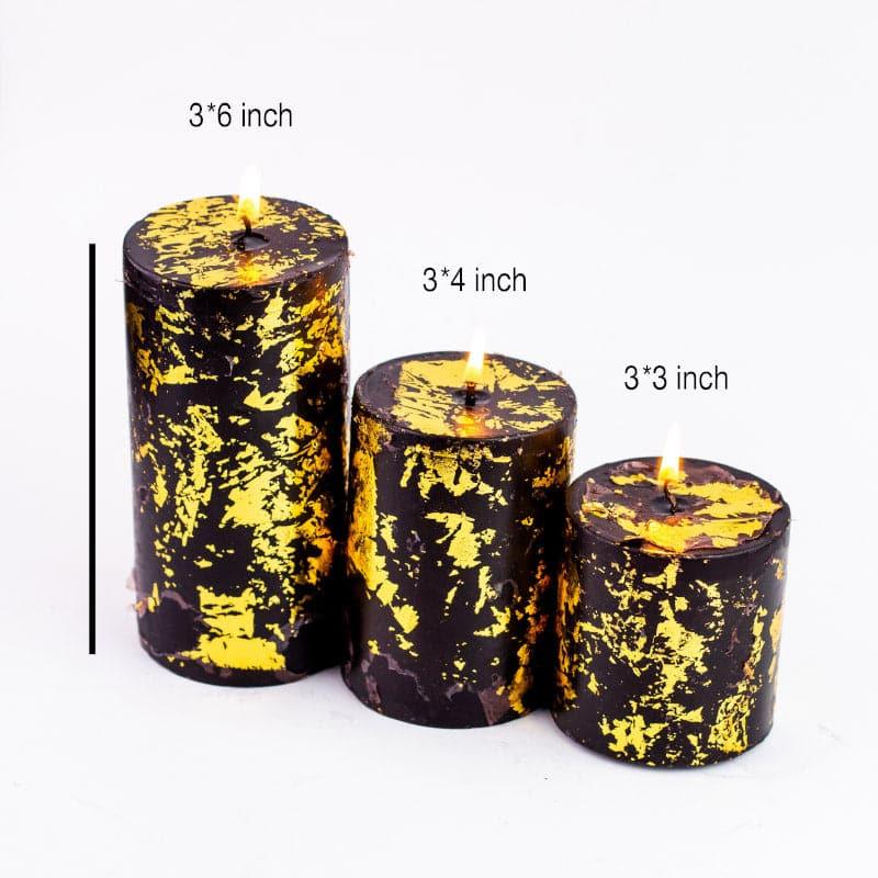 Buy Dorado Unscented Pillar Candle - Black Gold Candles from Vaaree