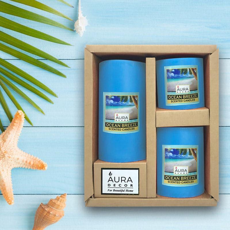 Buy Haisley Sea Breeze Scented Candle Gift Set - Set Of Three Candles from Vaaree