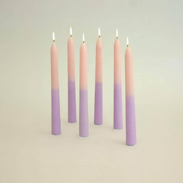 Buy Half & Half Tapered Candles (Periwinkle) - Set Of Six Candles from Vaaree