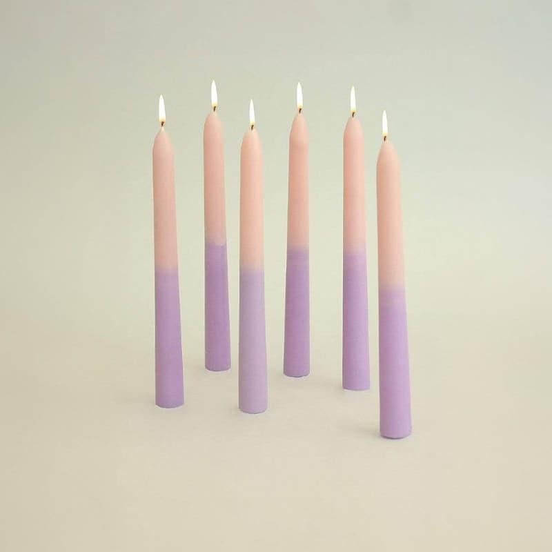 Buy Half & Half Tapered Candles (Periwinkle) - Set Of Six Candles from Vaaree