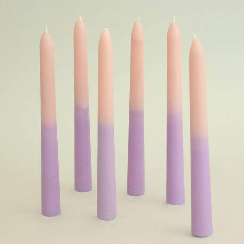 Buy Half & Half Tapered Candles (Periwinkle) - Set Of Six Candles from Vaaree