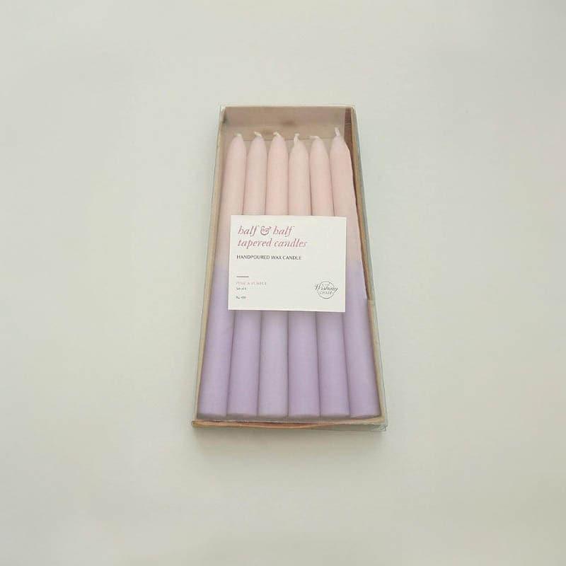 Buy Half & Half Tapered Candles (Periwinkle) - Set Of Six Candles from Vaaree