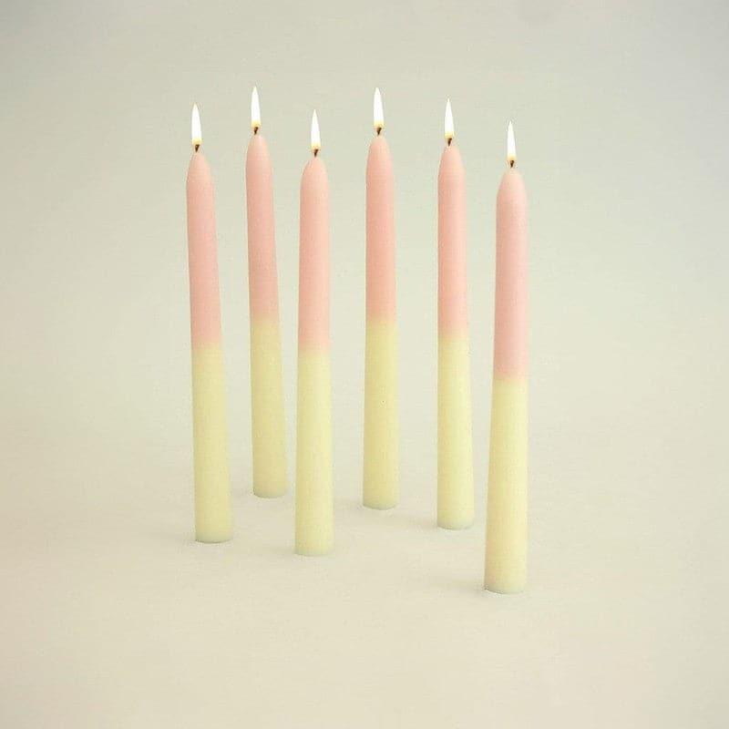 Buy Half & Half Tapered Candles (Yellow) - Set Of Six Candles from Vaaree