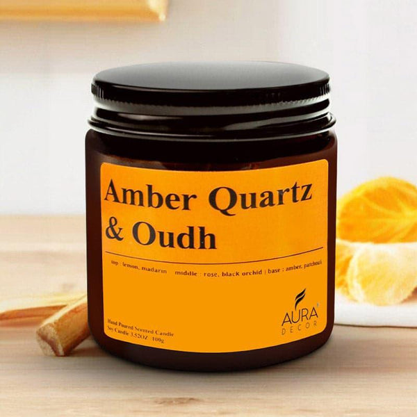 Candles - Imri Amber Quartz & Oudh Scented Jar Candle - 100 GM