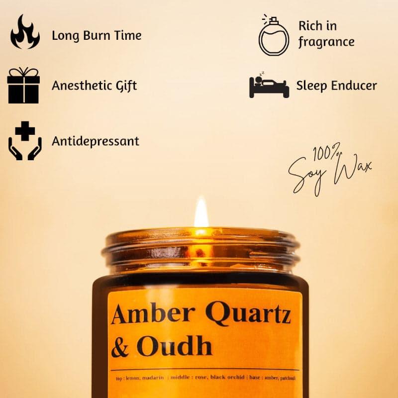 Buy Imri Amber Quartz & Oudh Scented Jar Candle - 100 GM Candles from Vaaree