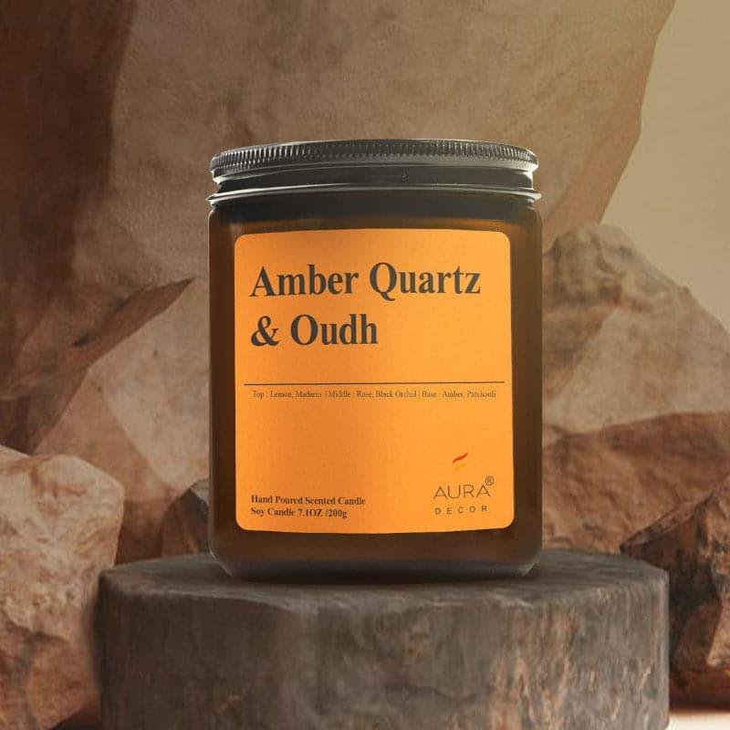 Buy Imri Amber Quartz & Oudh Scented Jar Candle - 200 GM Candles from Vaaree