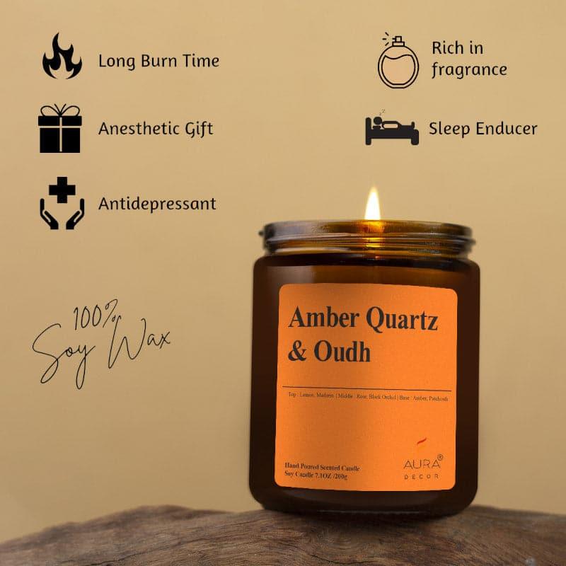 Buy Imri Amber Quartz & Oudh Scented Jar Candle - 200 GM Candles from Vaaree