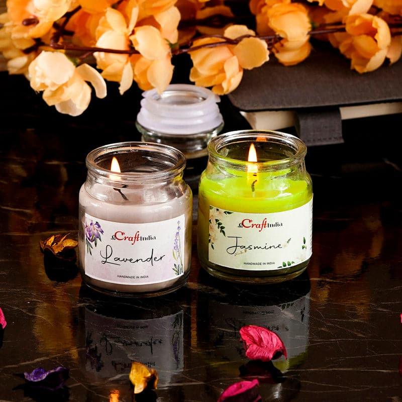 Buy Jasmine & Lavender Scented Jar Candle - Set Of Two Candles from Vaaree