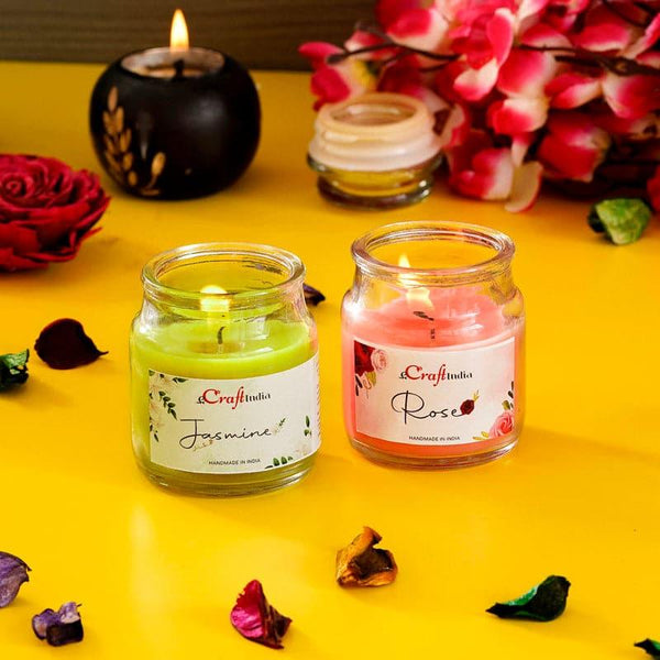 Buy Jasmine & Rose Scented Jar Candle - Set Of Two Candles from Vaaree