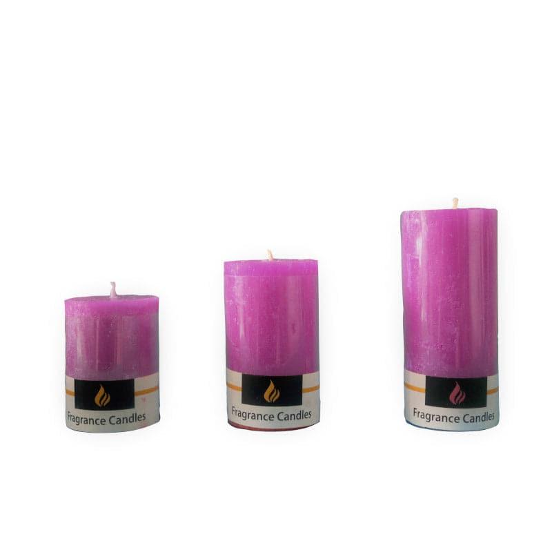 Buy Kinova Lavender Scented Pillar Candle - Set Of Three Candles from Vaaree