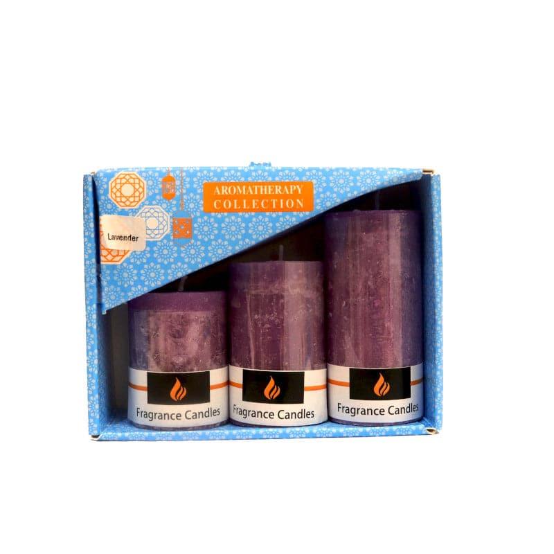 Buy Kinova Lavender Scented Pillar Candle - Set Of Three Candles from Vaaree