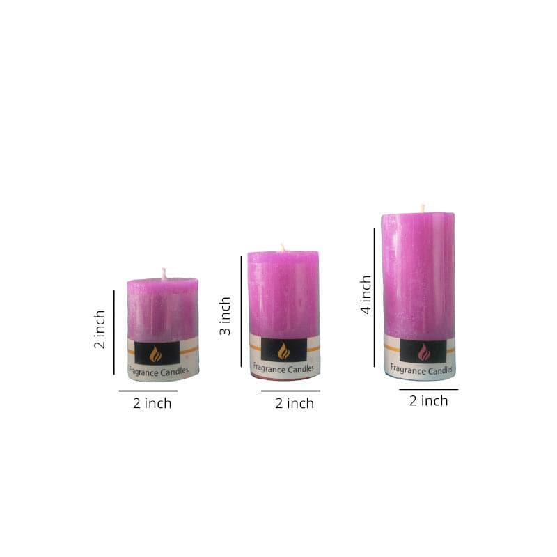 Buy Kinova Lavender Scented Pillar Candle - Set Of Three Candles from Vaaree