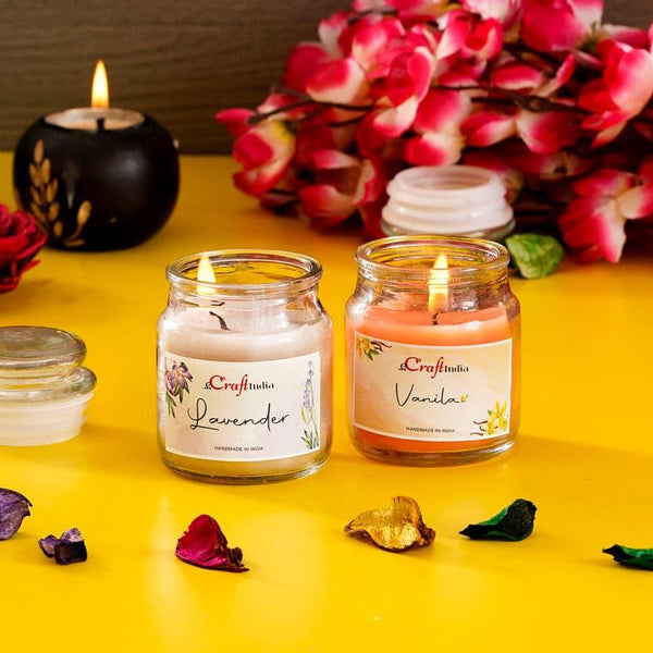 Buy Lavender & Vanilla Scented Jar Candle - Set Of Two Candles from Vaaree