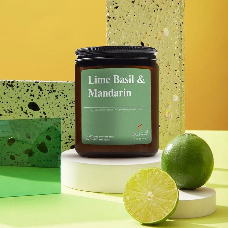 Buy Lime Basil & Mandarin Scented Jar Candle - 200 GM Candles from Vaaree