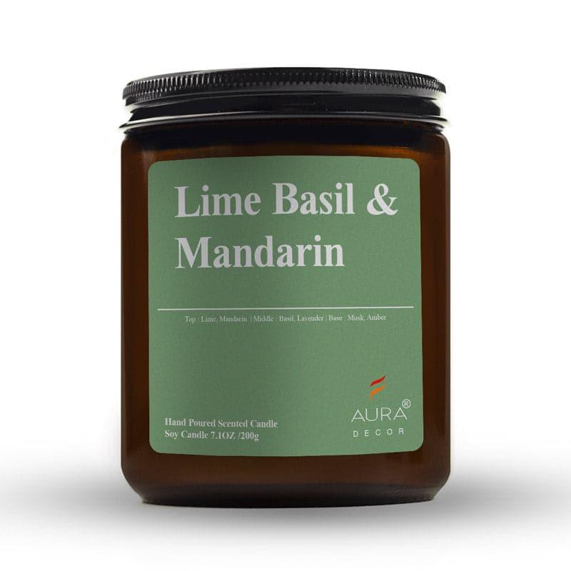 Buy Lime Basil & Mandarin Scented Jar Candle - 200 GM Candles from Vaaree