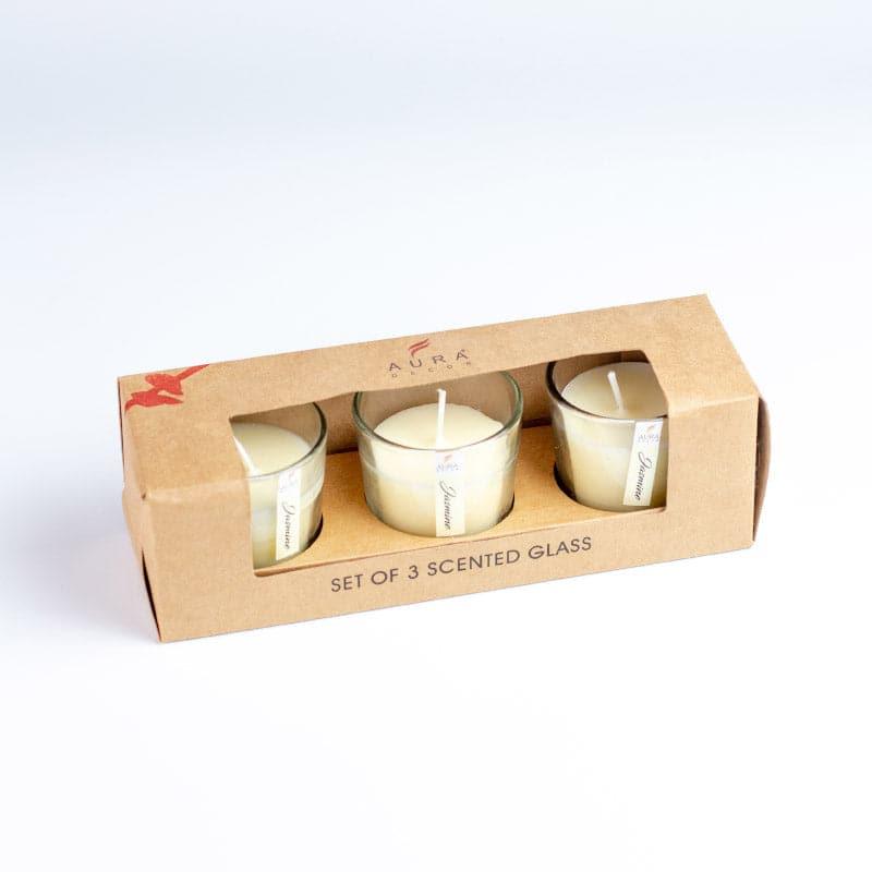 Buy Mileva Jasmine Scented Votive Candle - Set Of Three Candles from Vaaree