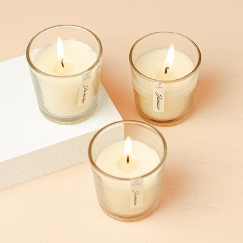 Buy Mileva Jasmine Scented Votive Candle - Set Of Three Candles from Vaaree