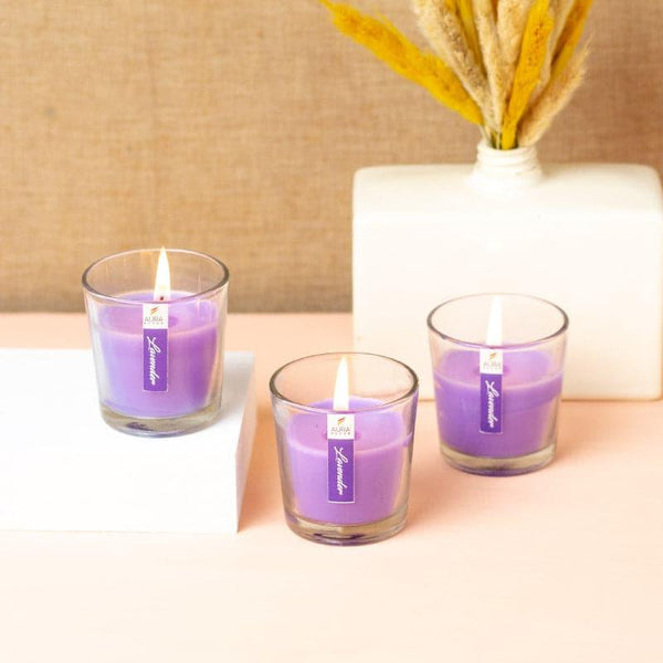 Candles - Mileva Lavender Scented Votive Candle - Set Of Three