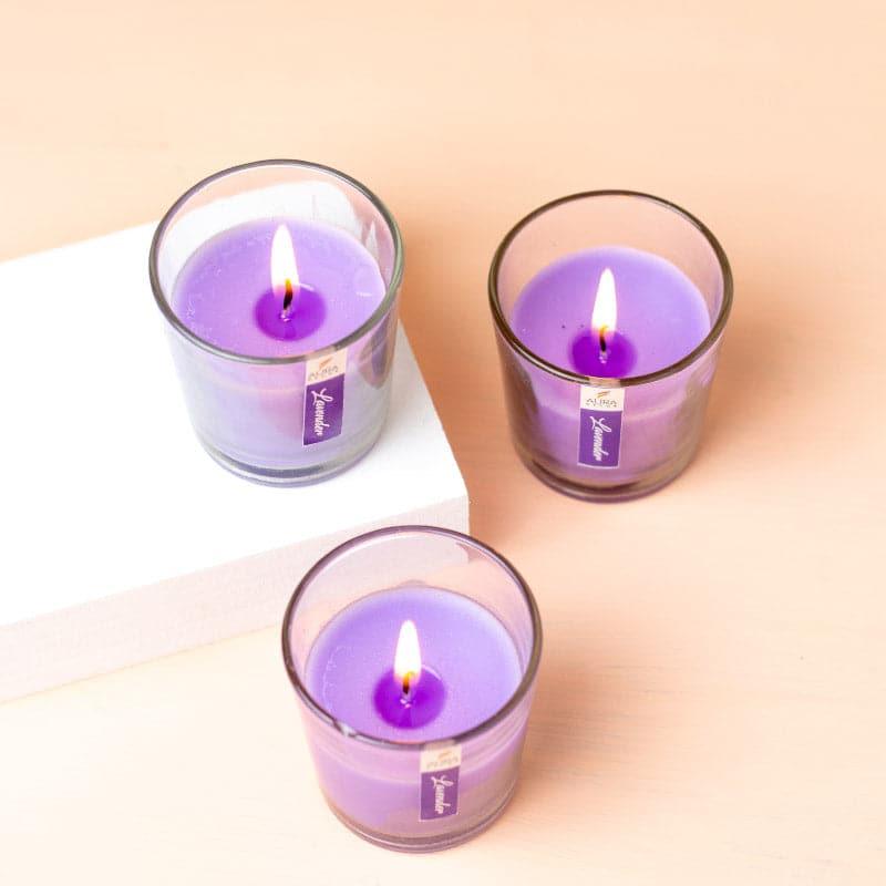 Buy Mileva Lavender Scented Votive Candle - Set Of Three Candles from Vaaree