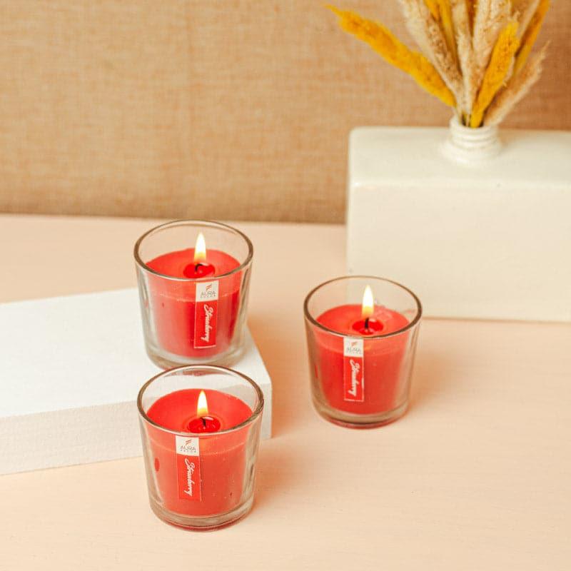 Buy Mileva Strawberry Scented Votive Candle - Set Of Three Candles from Vaaree