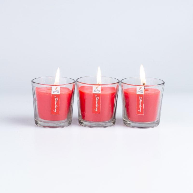 Buy Mileva Strawberry Scented Votive Candle - Set Of Three Candles from Vaaree