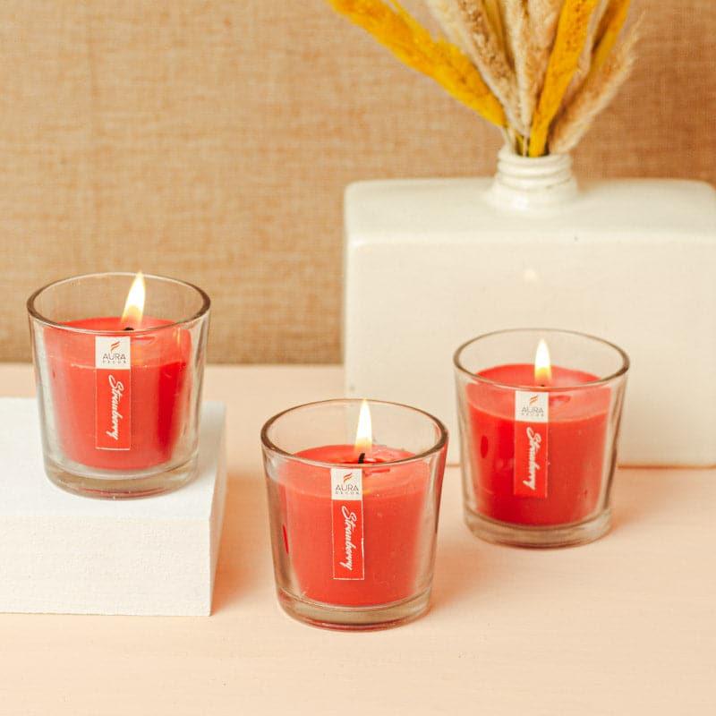 Buy Mileva Strawberry Scented Votive Candle - Set Of Three Candles from Vaaree