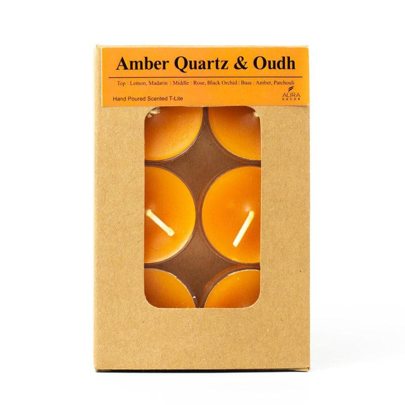 Buy Milo Amber Quartz & Oudh Scented Tealight Candle - Set Of Twelve Candles from Vaaree