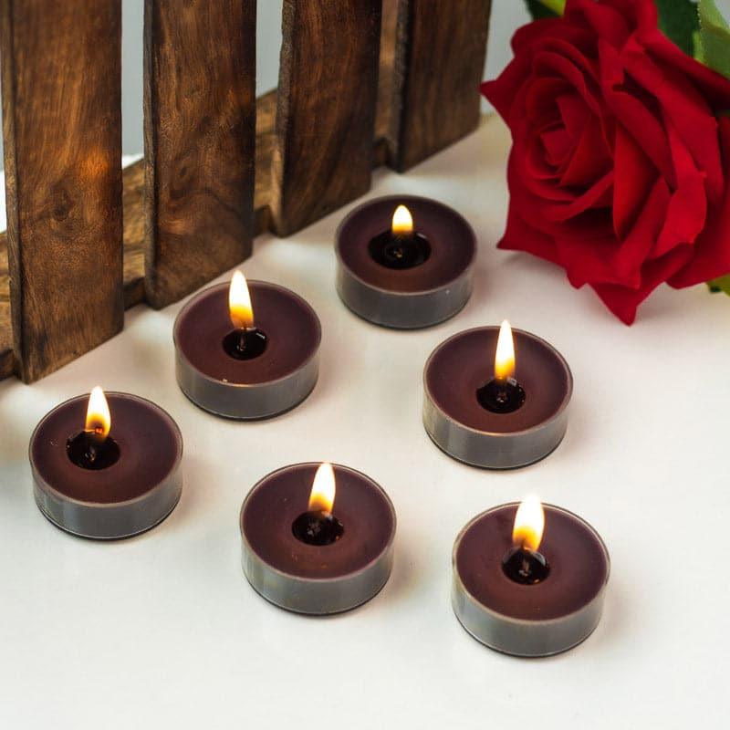 Buy Milo Black Oudh & Rose Scented Tealight Candle - Set Of Twelve Candles from Vaaree