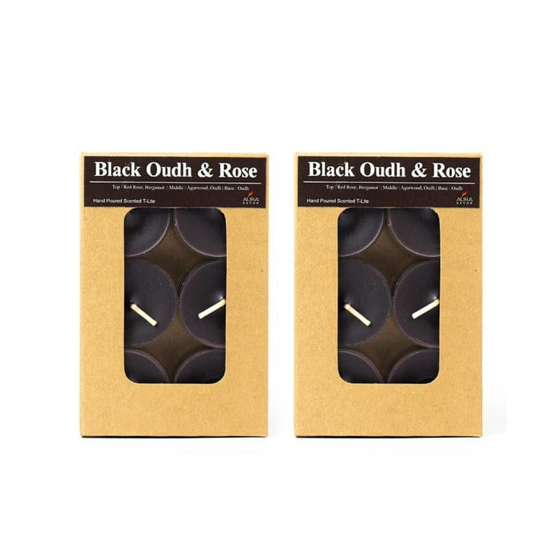 Buy Milo Black Oudh & Rose Scented Tealight Candle - Set Of Twelve Candles from Vaaree