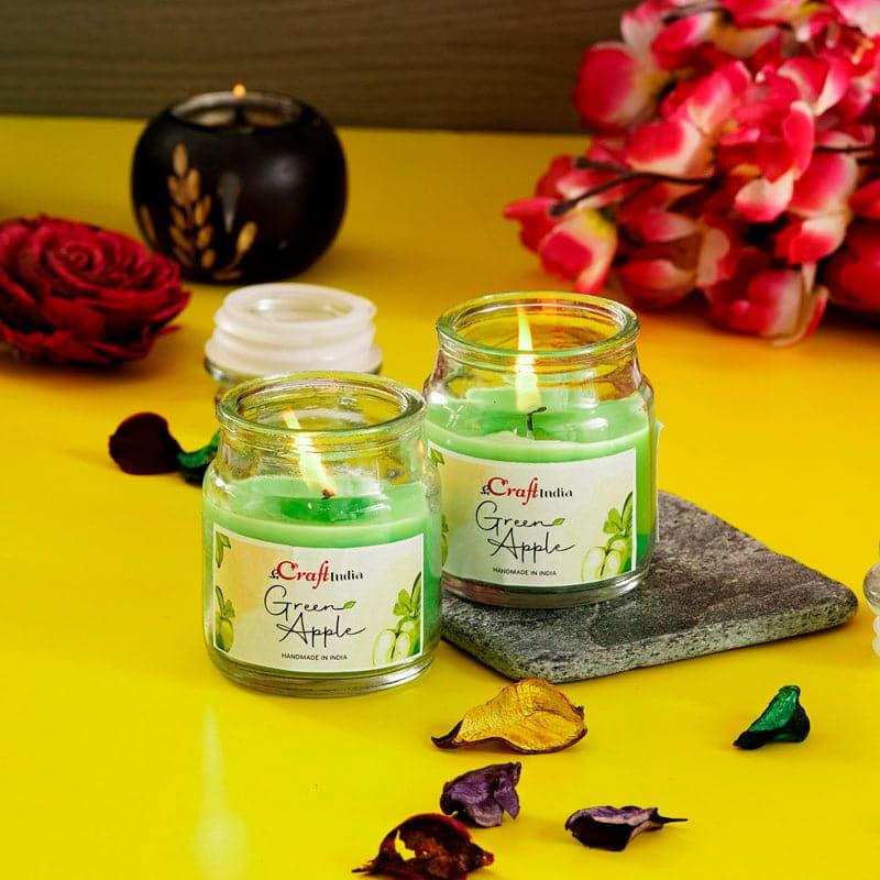 Buy Nithya Green Apple Scented Jar Candle - Set Of Two Candles from Vaaree