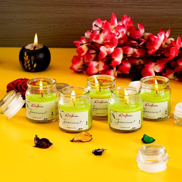 Buy Nithya Jasmine Scented Jar Candle - Set Of Five Candles from Vaaree