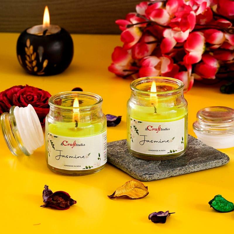 Buy Nithya Jasmine Scented Jar Candle - Set Of Two Candles from Vaaree