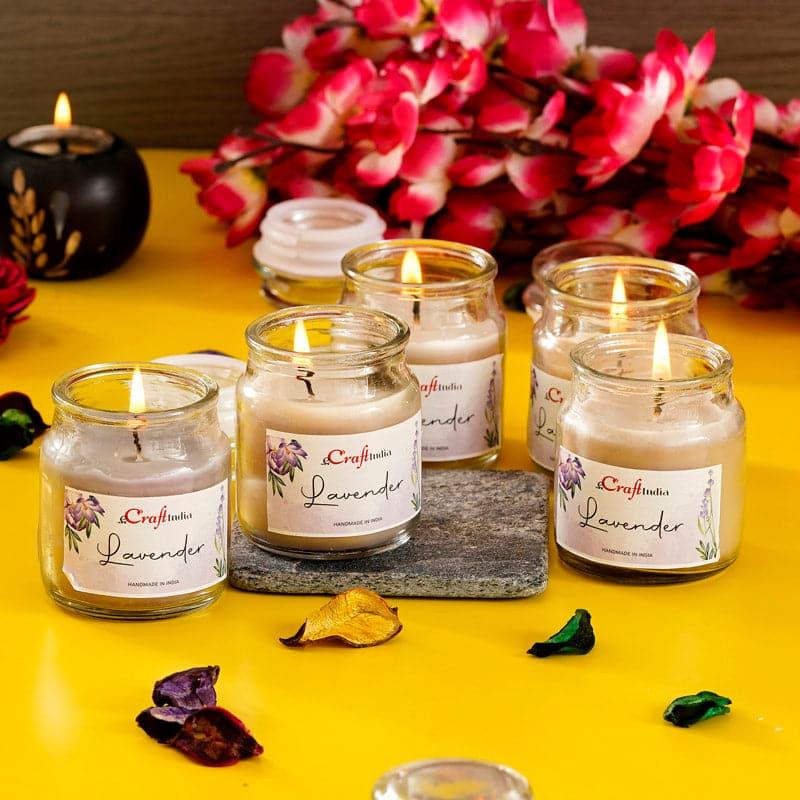 Buy Nithya Lavender Scented Jar Candle - Set Of Five Candles from Vaaree