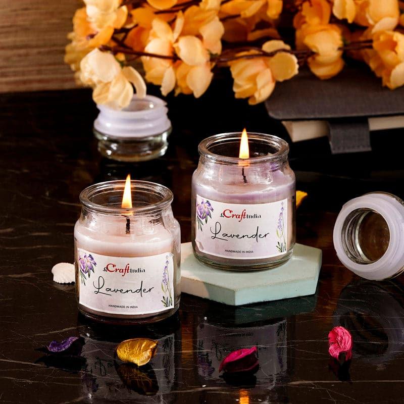 Buy Nithya Lavender Scented Jar Candle - Set Of Two Candles from Vaaree