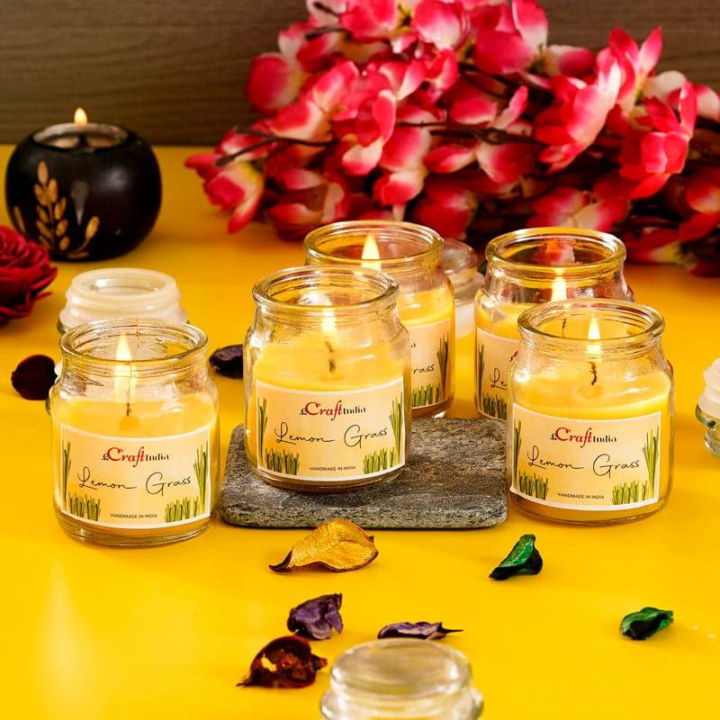 Buy Nithya Lemon Grass Scented Jar Candle - Set Of Five Candles from Vaaree